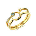 wholesale 9K Gold Japanese and Korean Light Jewelry Star and Moon Legend Ring for Women, Minimalist Open Adjustable Stacking Ring Wholesale Direct from Manufacturer-0-5