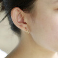 wholesale 9K Gold Light Luxury Versatile Women's Earrings New Style Minimalist Ear Cuffs with Pendant In Stock-0-3