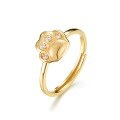 wholesale S925 Sterling Silver Korean Style Cute Cat Paw Design with White Zircon Open Adjustable Ring, Versatile Niche Wholesale-0-4