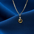 wholesale 9K Gold Alloy Women's Natural Gemstone Necklace, Simple and Fashionable New Collarbone Chain in Japanese and Korean Style-0-1