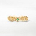 wholesale S925 Sterling Silver Wholesale Natural Emerald and White Zircon Vintage Classic Open-Ended Ring with Hollow Lace Floral Pattern for Women-0-2