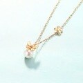 wholesale S925 Sterling Silver Fashionable Minimalist Elegant Bow Pendant Freshwater Pearl Necklace Women's Best-Seller-0-1