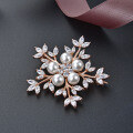 wholesale S925 Sterling Silver Snowflake Pearl Brooch for Women, High-end Elegant Suit Jacket Sweater Pin Decoration Accessory-0-1