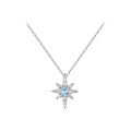 wholesale Sterling Silver Sun and Moon Star Pendant Necklace with Pink Crystal, Topaz, Fanta Stone and Rice-Set Diamonds for Women-0-5
