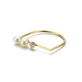 wholesale 9K Gold Sweet and Unique Natural Pearl U-Shaped Ring for Women, Fashionable OL Jewelry New Style-0-2