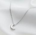 wholesale S925 silver moon necklace women's Korean Japanese sweet polished petite moon pendant short chain collarbone chain D1929-0-3
