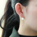 wholesale 9K Gold Artli Jewelry Natural Shell Flower Earrings Long Tassel Hook for Women, Spring New Collection-0-2