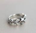 wholesale Metal Material: 925 Silver, Women's Vintage Skull Ring, Personality Thai Silver Open Ring, Temperament Index Finger Ring J1141-0-3