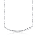 wholesale S925 Silver Jewelry, Simple and Fashionable Korean Style Curved Tube Zircon Inlaid Set Chain Women's Collarbone Chain Smile Necklace-0-4
