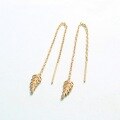 wholesale S925 Sterling Silver Japanese-style Light Luxury Leaf Earrings, Versatile Dangling Ear Thread, Long Trendy Women's Ear Accessories-0-1