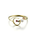 wholesale 9K Gold Artli Jewelry Spring New Natural Freshwater Pearl Heart Moon Ring, Simple and Logo Customizable-0-1