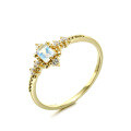 wholesale 14K gold Japanese-style luxury jewelry natural Sri Lankan moonstone ring for women, rectangular band-0-5