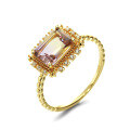 wholesale 9K gold vintage rectangular natural ametrine ring for women Jewelry source factory-0-5