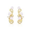wholesale S925 sterling silver vine-woven earrings, vintage court-style versatile pearl earrings for women with fringe ear accessories-0-4