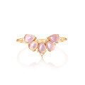 wholesale S925 Sterling Silver Natural Rose Quartz White Zircon Petal Design Stackable Open Ring-0-5