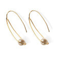 wholesale 9K Gold Simple and Exquisite Fashion OL Natural Freshwater Pearl Earrings Japanese Light Luxury Jewelry Design Ear Hooks-0-1