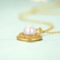 wholesale Metal material, Japanese and Korean lightweight luxury jewelry logo gift niche design retro necklace women's collarbone chain court freshwater pearl pendant-0-2