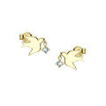 wholesale 9K gold Japanese-style light jewelry women's topaz stud earrings with dove design, simple and basic-0-1
