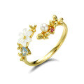 wholesale 9K gold Japanese-style luxury Alice open-adjustable natural shell flower pearl ring for women Same style-0-5