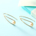 wholesale 9K Gold Simple and Exquisite Fashion OL Natural Freshwater Pearl Earrings Japanese Light Luxury Jewelry Design Ear Hooks-0-3