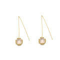 wholesale 9K gold Japanese jewelry earrings for women, peach blossom luck pink crystal ear threads, natural rose quartz long drop earrings in stock-0-2
