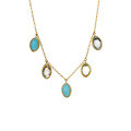 wholesale 9K Gold with Natural Gemstone Marquise Pendant Necklace, Women's Same Style Larimar Collarbone Chain-0-5