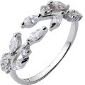 wholesale S925 silver women's Korean-style fashion diamond-encrusted small leaf open ring olive branch single ring loop J3360-0-4