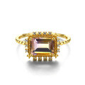 wholesale 9K gold vintage rectangular natural ametrine ring for women Jewelry source factory-0-4