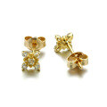wholesale 9K Gold Japanese-style Luxury Jewelry Earrings, Ultra-Delicate Mini Stud Earrings for Women, White Topaz Earrings Available for Wholesale-0-1