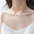 wholesale S925 Silver Flower Necklace Women Korean Style Small Fresh Shell Flower Heart Short Pendant Collarbone Chain D4075-0-3