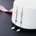wholesale S925 Sterling Silver Korean Style Tassel Earrings for Women, Elegant Star Maple Leaf Long Drop Earrings, Fashionable and Unique Designer Small Accessories-0-1