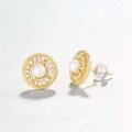 wholesale Sterling silver Japanese light luxury jewelry, niche design, vintage earrings for women, palace-style, natural freshwater pearl ear studs-0-1