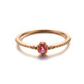 wholesale 9K Gold Japanese and Korean-style lightweight jewelry minimalist versatile natural pink tourmaline stacking ring for women-0-4