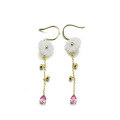 wholesale 9K Gold Artli Jewelry Natural Shell Flower Earrings Long Tassel Hook for Women, Spring New Collection-0-5