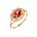 wholesale Vintage-style ladies' palace-inspired ring with Mozambique garnet, elegant and retro, in gold or silver metal, wholesale from the manufacturer-0-5