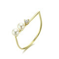 wholesale 9K Gold Sweet and Unique Natural Pearl U-Shaped Ring for Women, Fashionable OL Jewelry New Style-0-5