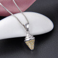 wholesale S925 Silver Ice Cream Cone Pendant Necklace, Sweet and Fresh Fashionable Personalized Women's Micro-Paved Zircon Jewelry Wholesale-0-1
