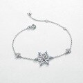 wholesale Sterling silver with hand-set blue spinel and white zircon snowflake Christmas bracelet, Japanese and Korean light luxury hand accessory,-0-2
