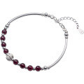 wholesale S925 Sterling Silver Women's Korean Style Sweet Garnet Beaded Bracelet with Round Beads S0610-0-4