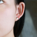 wholesale 9K gold Japanese-style light jewelry women's topaz stud earrings with dove design, simple and basic-0-3