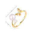 wholesale S925 Sterling Silver Freshwater Pearl Ring for Girls Adjustable Butterfly Ring Japanese and Korean Trendy Accessories Cross-Border E-commerce-0-4