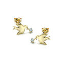 wholesale 9K gold Japanese-style light jewelry women's topaz stud earrings with dove design, simple and basic-0-2