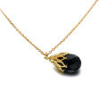 wholesale 9K Gold Natural Black Agate Pendant Women's Retro Luxury Minimalist Necklace Yili Jewelry Wholesale-0-4