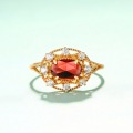 wholesale Vintage-style ladies' palace-inspired ring with Mozambique garnet, elegant and retro, in gold or silver metal, wholesale from the manufacturer-0-1