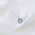 wholesale 925 Silver Women's Simple Hollow Sun Necklace Shining Short Pendant Necklace Chain for Students D3568-0-2