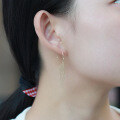 wholesale 9K Gold New Korean-style Fashion Pendant Earrings for Women, Long Elegant Tassel Design, Artistry Jewelry Versatile Gold Ear Accessories-0-4