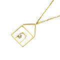 wholesale 9K Gold Yili Jewelry Factory Direct Minimalist Zircon Small House Necklace Collarbone Chain New Women's-0-1