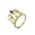 wholesale 9K Gold Cute and Unique Natural Gemstone Pinky Ring for Women, Simple and Fashionable OL Crystal Ring-0-5