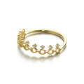 wholesale 9K Gold Japanese-style Light Jewelry Crown Micro-Pave Zircon Ring for Women, Minimalist Qixi Festival Hollow-Out Ring-0-1