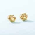 wholesale 9K gold plated 925 silver trendy and versatile small cat paw zirconium earrings for women-0-1